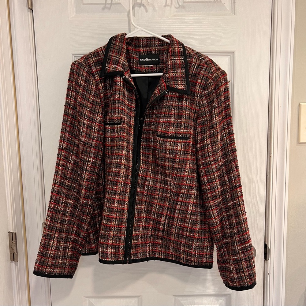 Vintage Sag‎ Harbor Red and Black Tweed Blazer